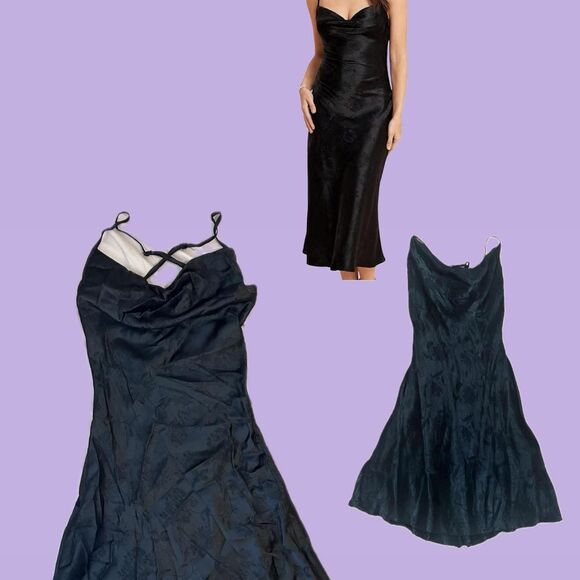 Source Unknown Dresses & Skirts - Black Satin Floral Maxi Dress